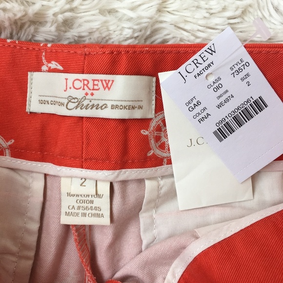 NWT J.Crew: Nautical Print Chino Shorts - Picture 5 of 5